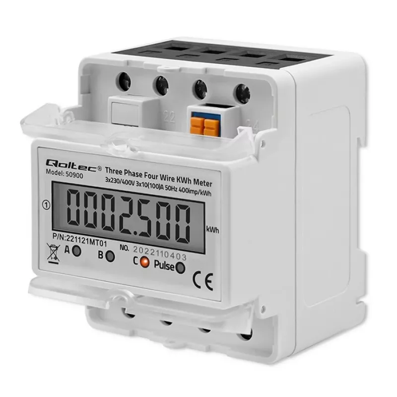 Contatore di energia elettronico trifase QOLTEC 50900 400V LCD 4P