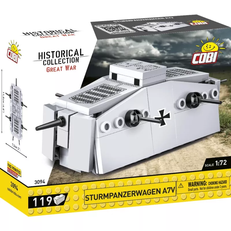 Set di costruzione COBI Sturmpanzerwagen A7V — 119 pezzi, consigliato da 5 anni, argento