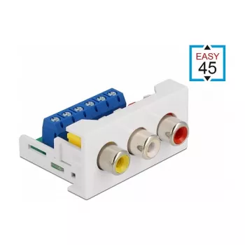 Modulo RCA DeLOCK Easy 45 3 x RCA femmina 22,5 x 45 mm