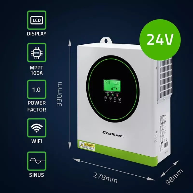 Inverter solare off-grid QOLTEC 3500W modello 53864 per impianti fotovoltaici autonomi