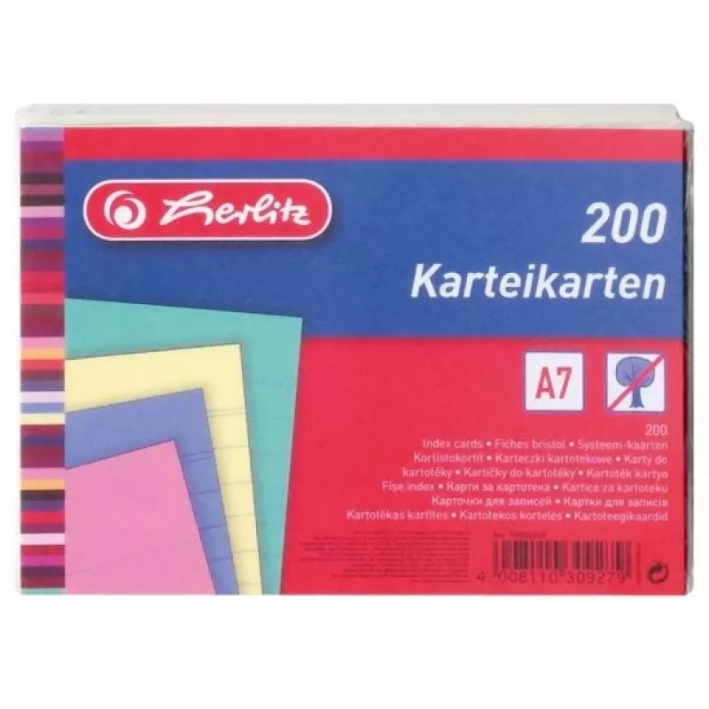 Scheda per schedario Herlitz 10836245 blu verde rosa giallo