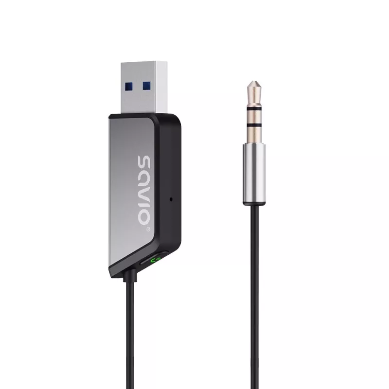 Savio TR-16 Trasmettitore adattatore AUX con funzione vivavoce, Bluetooth 5.3, Google Assistant/Siri