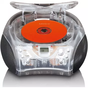 Radio portatile con lettore CD Lenco SCD-24TR — FM, uscita 4W, LCD, antenna telescopica, funzionamento a rete/batteria, 6 batterie C