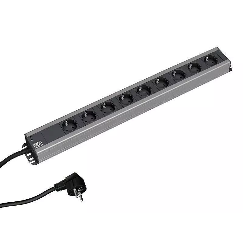 Prolunga elettrica Bachmann 300.001 2 m 9 prese AC, per interni, nero, grigio