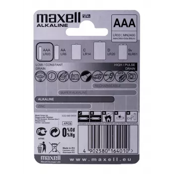 Batterie Maxell alcaline LR-03 AAA confezione da 4 pz. batteria monouso