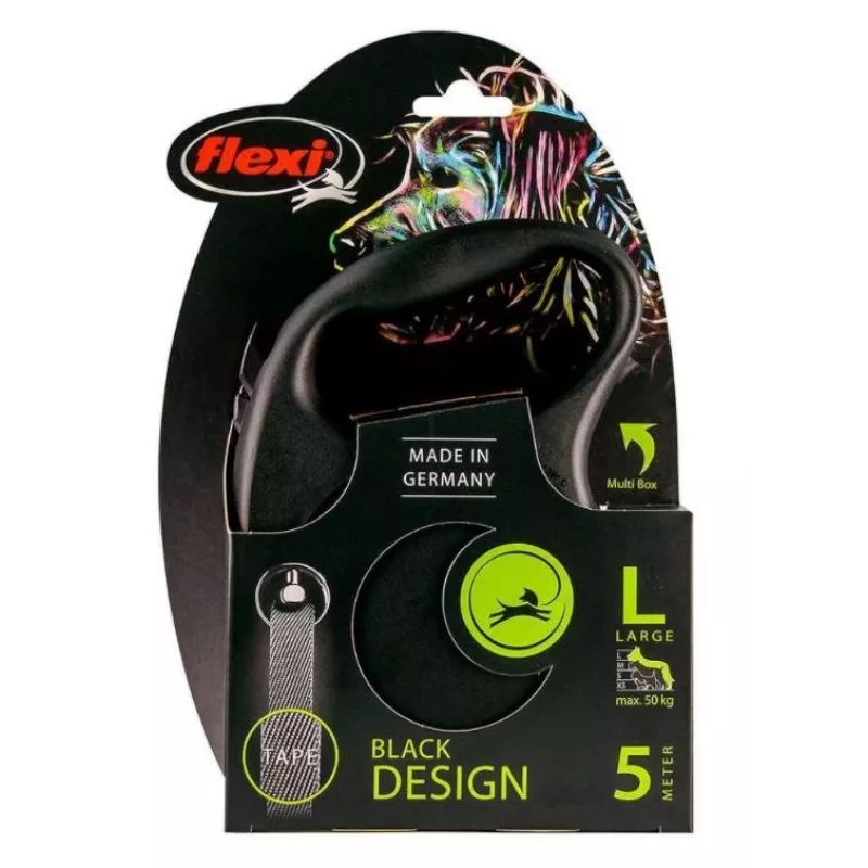 Flexi Black Design L 5 m guinzaglio per cani con meccanismo a rotella