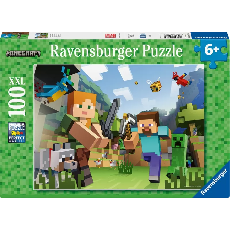 Puzzle XXL 100 pezzi - Minecraft Ravensburger puzzle XXL da 100 pezzi con artwork tratto da Minecraft. Il prodotto è destinato ai bambini a partire dai 6 anni. Ravensburger è il più grande produttore di puzzle al mondo e produce puzzle da oltre 120 anni. I puzzle Ravensburger si distinguono per una superficie speciale antiriflesso e sono realizzati in cartone spesso brevettato con una…