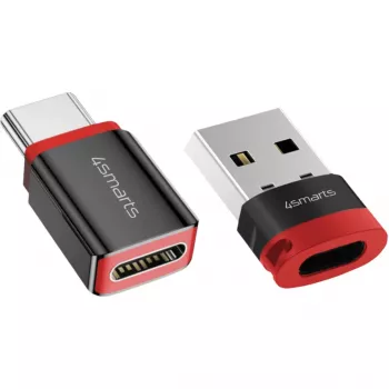 Adattatore di interfaccia 4smarts 541615 – USB Type-A (host) a USB Type-C (uscita), nero, connettore maschio-femmina dritto, confezione da 2