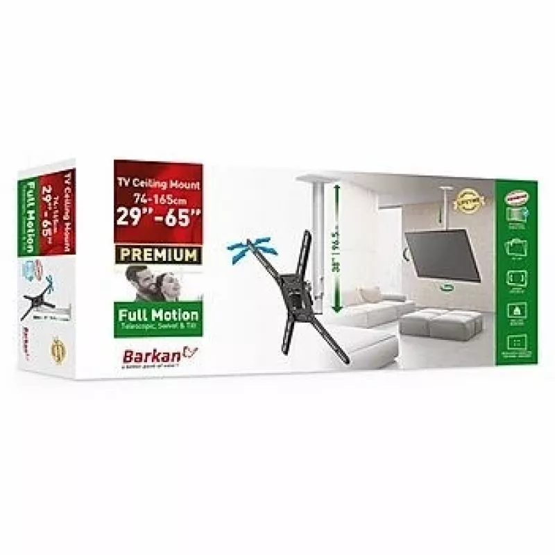 Barkan 3500 supporto da soffitto per TV, completamente orientabile, 13-65", 40 kg, bianco