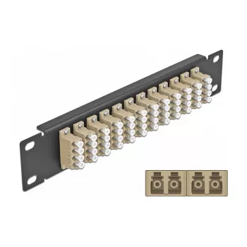 Patch panel fibra ottica DeLOCK 10 pollici 12 porte LC quad beige 1U nero