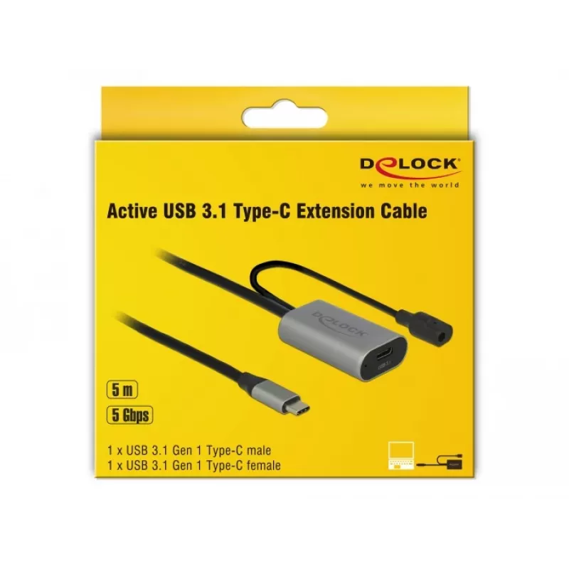 Delock USB-C Cavo prolunga attivo, 5 m, USB 5 Gbps (USB-20225 / 85392)