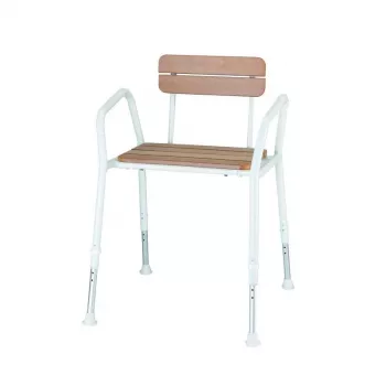 Sgabello da doccia in legno con schienale
