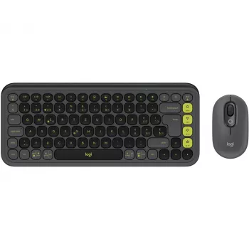 Logitech POP ICON COMBO Swiss, grafite/verde, Bluetooth, Swiss, 920-013275