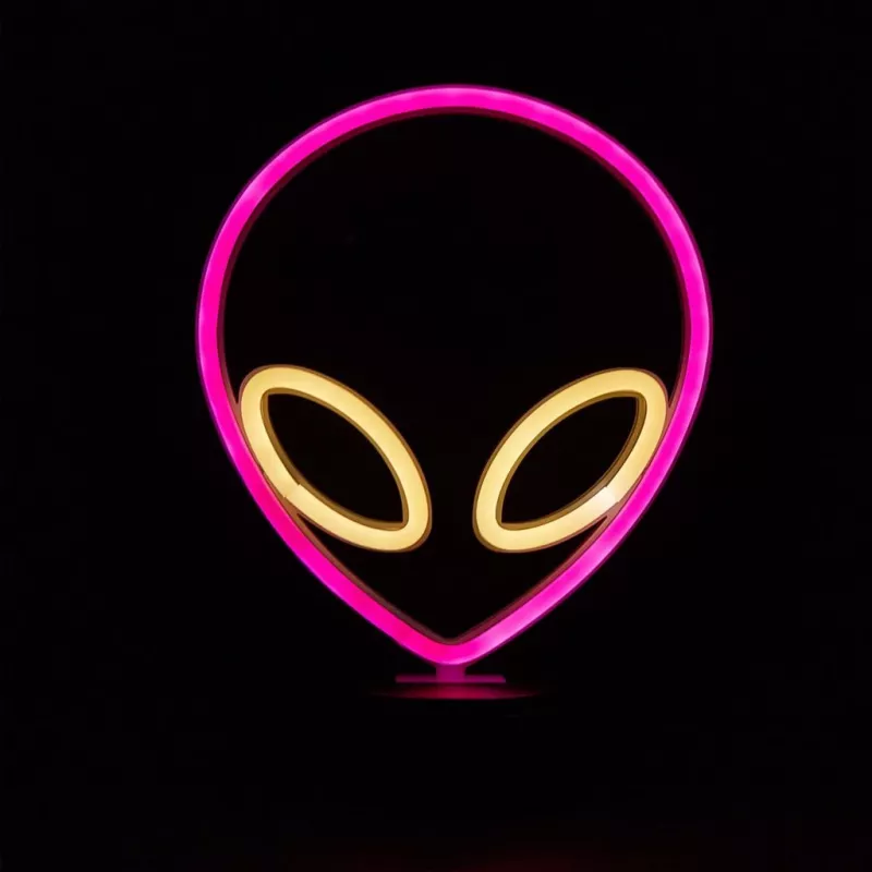 Lampada da tavolo MANTA SNL86PK Style Neon Lights UFO rosa – lampada neon decorativa rosa