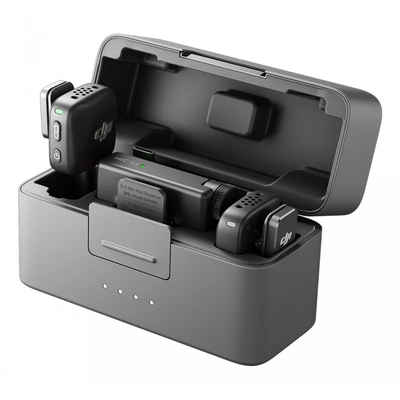 DJI Mic Mini (2 TX + 1 RX + custodia di ricarica) kit microfono wireless - grigio scuro