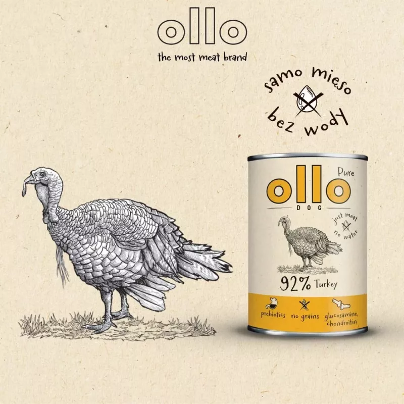 OLLO Pure tacchino - cibo umido per cani - 850 g