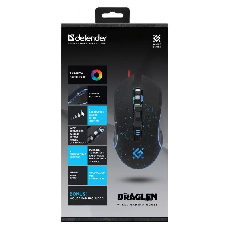 Mouse da gaming con filo DRAG LEN GM-907