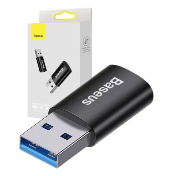 Adattatore Baseus Ingenuity USB Type-A (femmina) a USB Type-C (maschio) 10 Gbit/s, nero, 14×22×8 mm