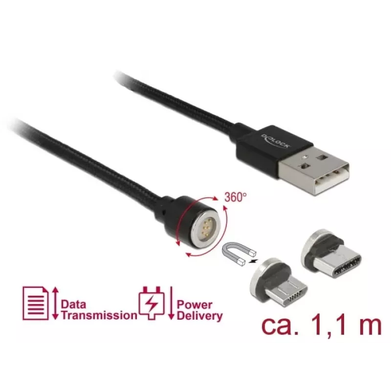 Cavo USB DeLOCK 85723 USB 2.0 1,1 m USB A USB C/Micro-USB B nero