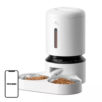 Distributore automatico di cibo Aptel Granary con doppia ciotola 5 L, bianco