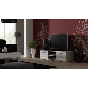 Cama supporto TV SOHO 140 rovere Sonoma/bianco lucido