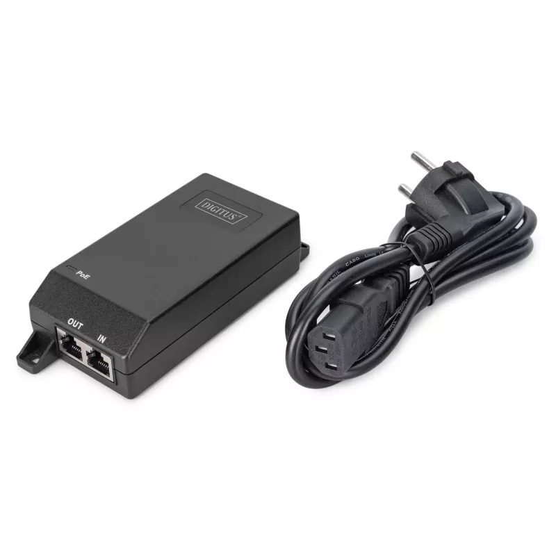 Injector PoE+ Gigabit Ethernet Digitus 802.3at 30 W nero