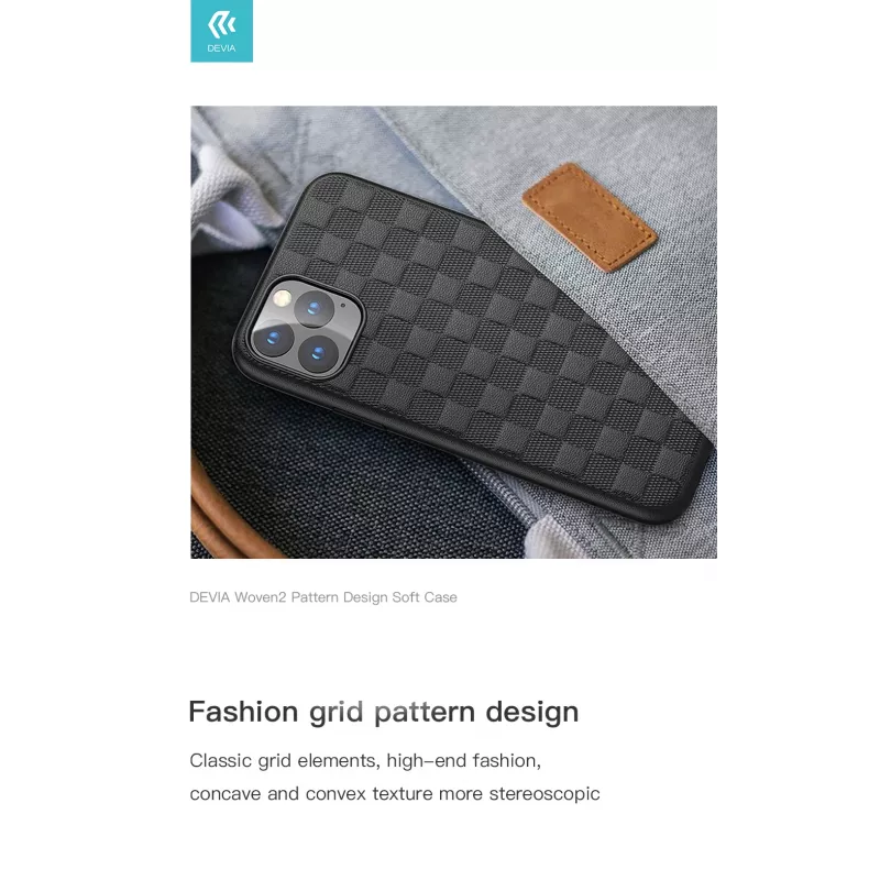 Custodia morbida Devia Woven2 per iPhone 11 Pro Max – superficie in tessuto fantasia rossa