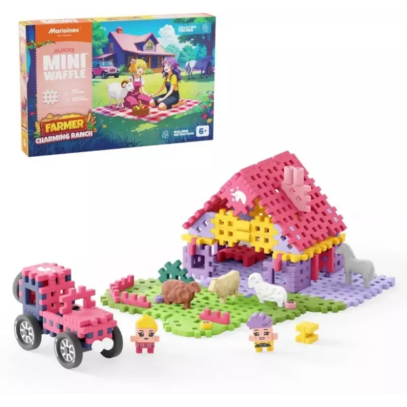 Marioinex Mini Waffle set di costruzioni da 112 pezzi – Farmer Urocze Ranczo, multicolore, età 6+