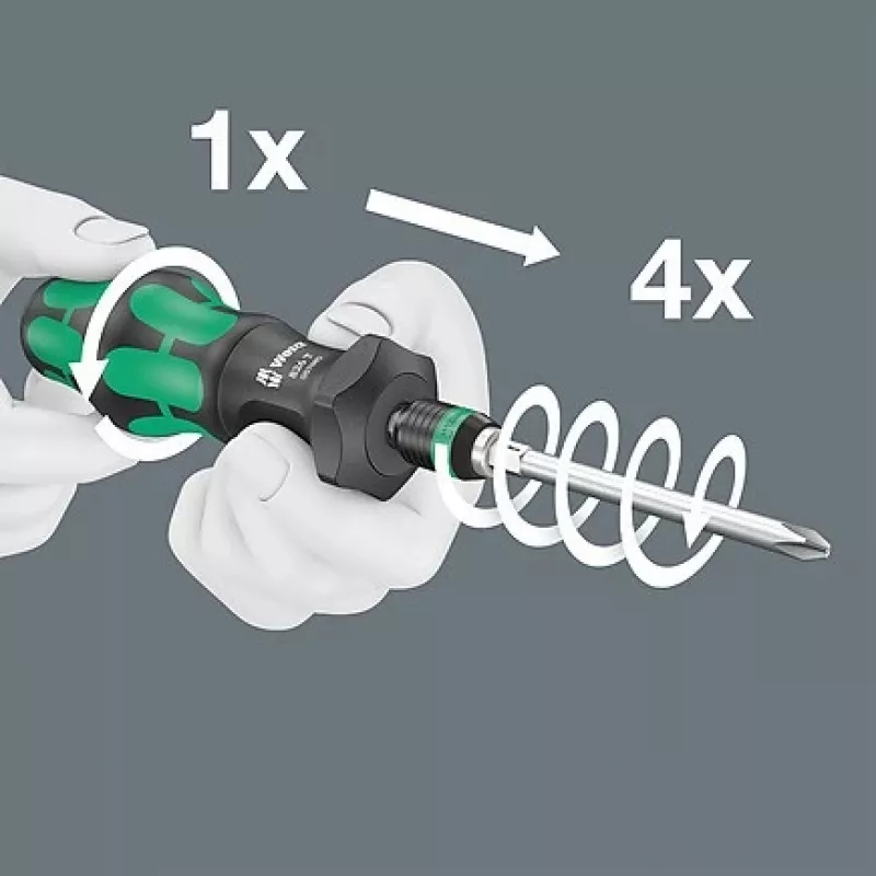 Wera 826 T Kraftform Turbo Cacciavite portainserti con Rapidaptor, 1/4 di pollice