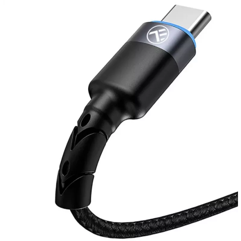 Cavo dati Tellur USB a Type-C LED treccia in nylon 1,2 m nero
