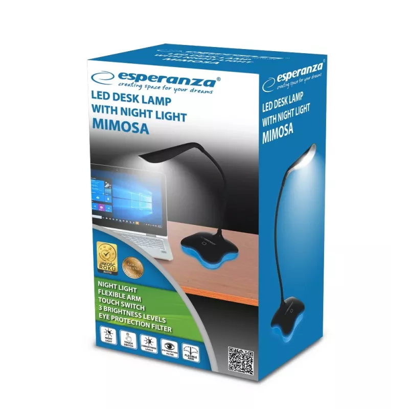 Esperanza ELD105K Mimosa lampada da scrivania LED, 3 W, nera