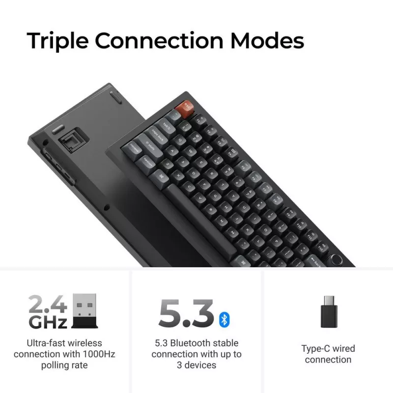 Tastiera meccanica Full-Size Keychron V6 Ultra 8K — QWERTY, Bluetooth, RGB, nero