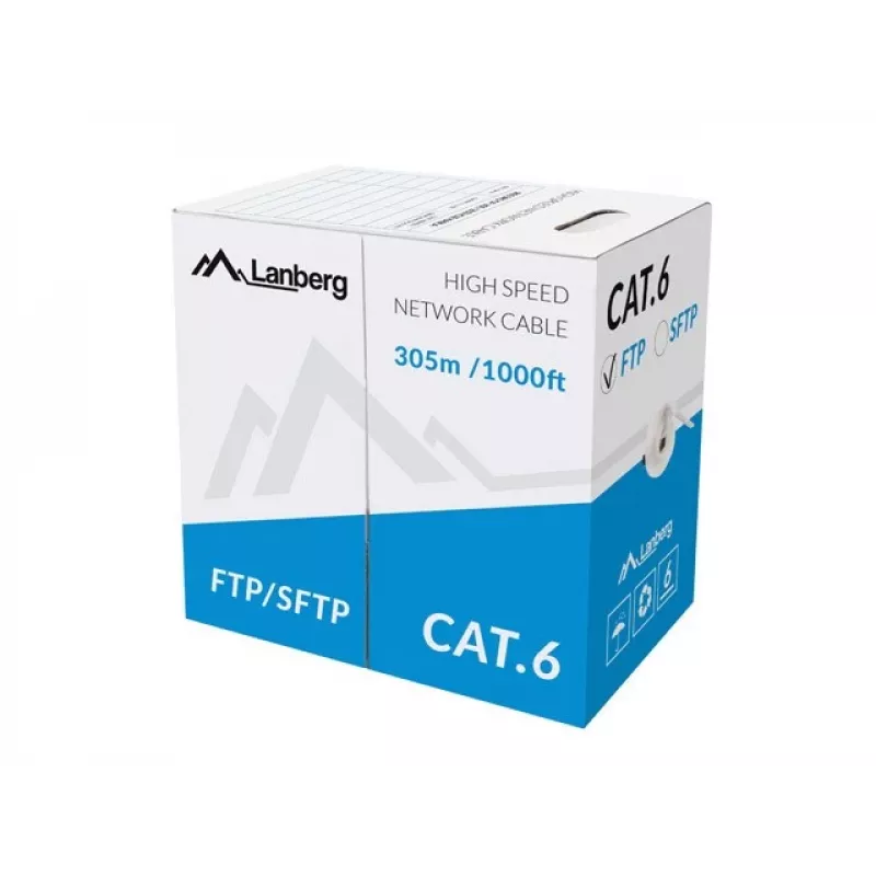 Cavo di rete LANBERG Cat6 U/UTP LCU6-11CU-0305-S, 305 m, 23 AWG, grigio, guaina HDPE