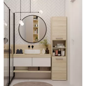 Armadietto bagno Top e shop S40 SONOMA — struttura color rovere, freestanding, 6 ripiani, 400×300×1700 mm