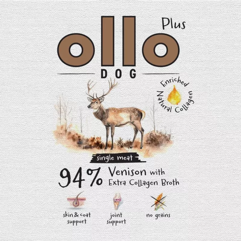 Ollo Plus Collagen cervo 400 g scatoletta per cani