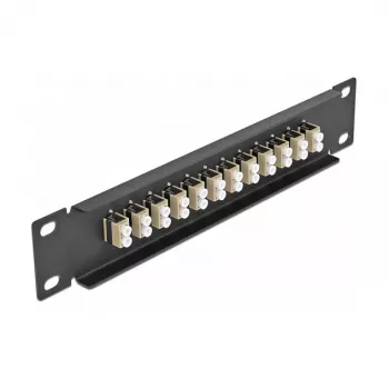 Patch panel fibra ottica DeLOCK 10 pollici 12 porte LC duplex beige 1U nero