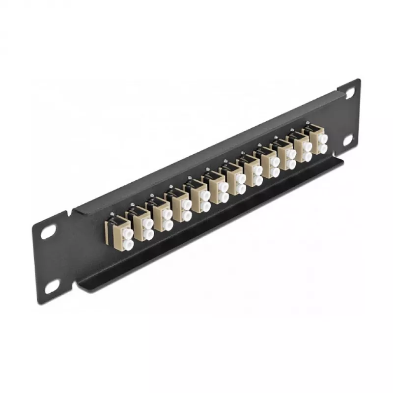 Patch panel fibra ottica DeLOCK 10 pollici 12 porte LC duplex beige 1U nero
