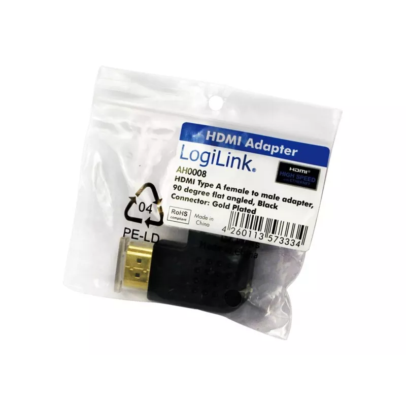 Adattatore accoppiatore HDMI LOGILINK AH0008 — HDMI su HDMI, nero, contatti dorati