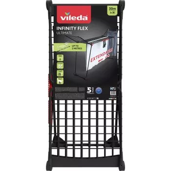 Stendibiancheria da terra VILEDA Infinity Flex Ultimate — acciaio, nero, 1 pezzo, 5 anni di garanzia