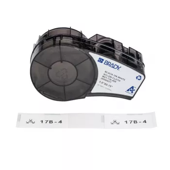 Brady, M21-136-499, tessuto di nylon, nero su bianco, 19,05 x 38,10 mm, permanente (91 etichette) (152093)