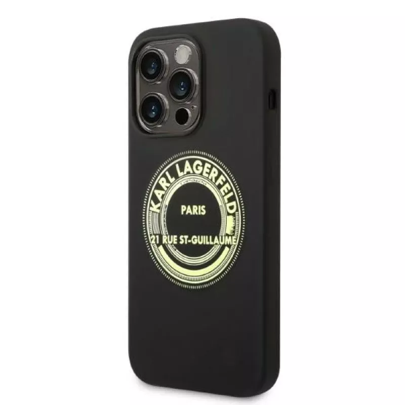 Karl Lagerfeld Soft Cover Silicone RSG Black per Apple iPhone 14 Pro KLHCP14LSRSGRCK