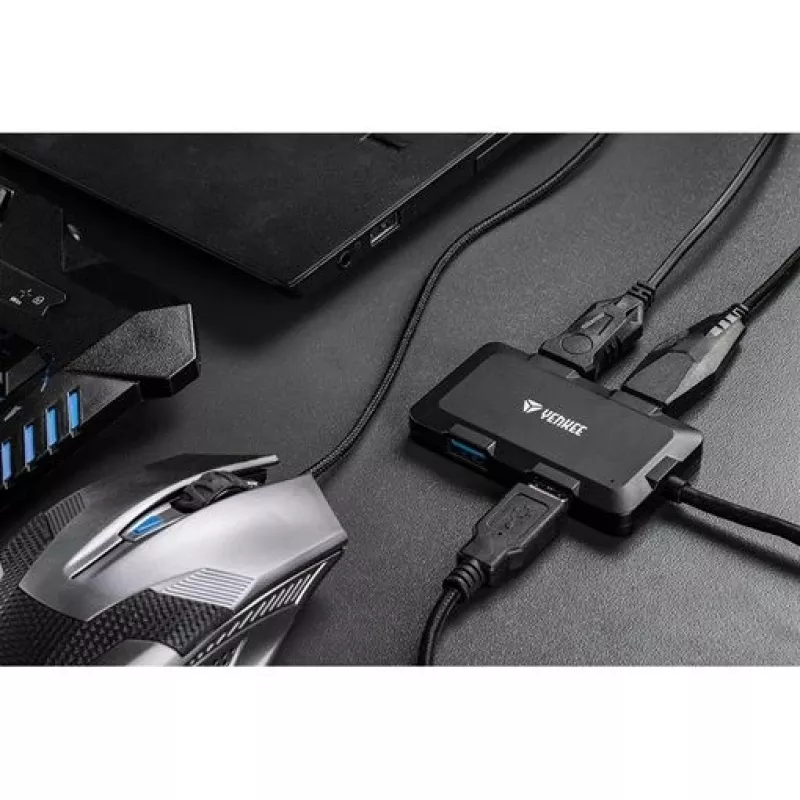 Yenkee YHB 4341BK hub USB 3.0 a 4 porte con ingresso di alimentazione Micro USB