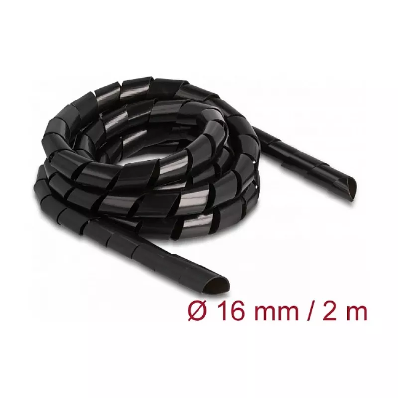 Spirale flessibile DeLOCK 2 m x 16 mm nero polietilene