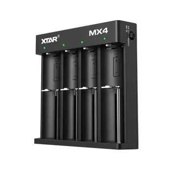 Caricatore XTAR MX4 4 slot universale Li-Ion NiMH USB-C, nero, supporta 4 batterie