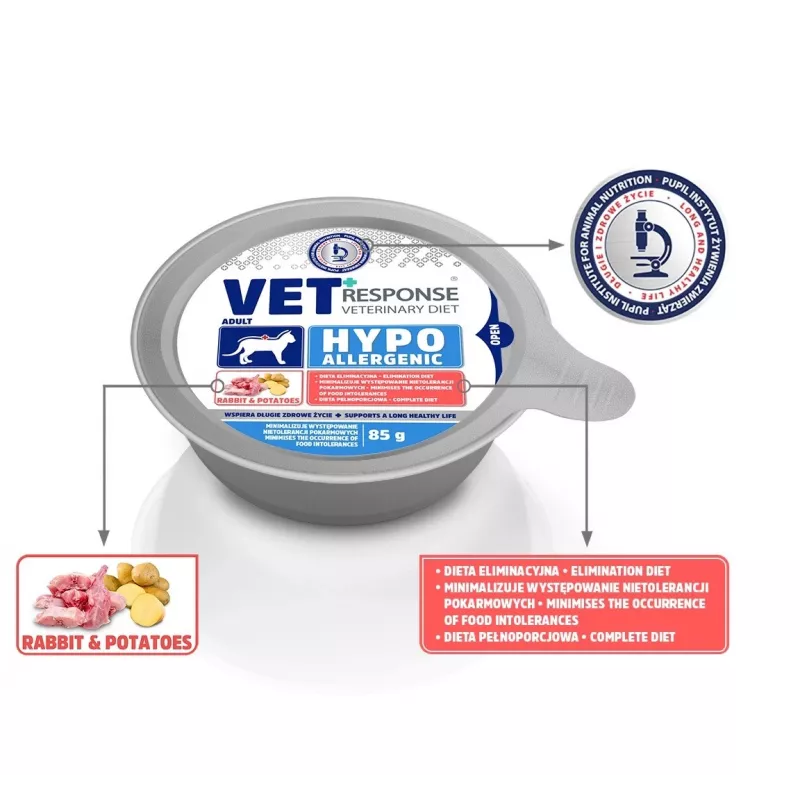 VET RESPONSE Ipoallergenico Coniglio - umido per gatti - 85 g