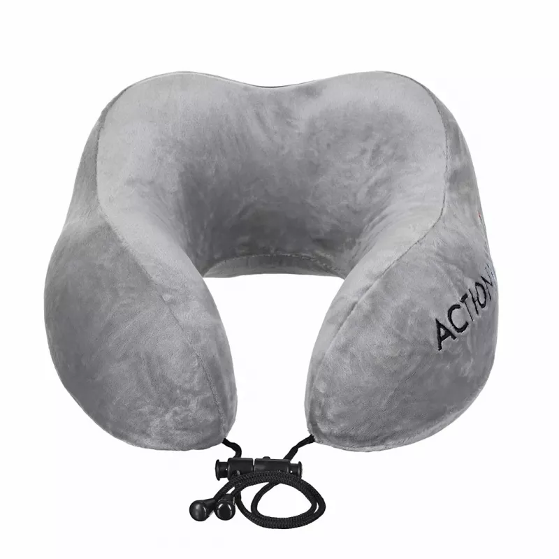 Cuscino ortopedico da viaggio per il collo ActionMed PO400AM, imbottitura in schiuma, grigio – supporto per collo e nuca