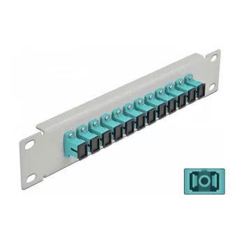 Patch panel fibra ottica DeLOCK 10 pollici 12 porte SC simplex acqua 1U grigio