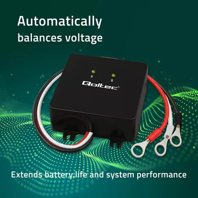 Equalizzatore di tensione per batterie QOLTEC 51097 per batterie 24V (2×12V), corrente di equalizzazione 5A