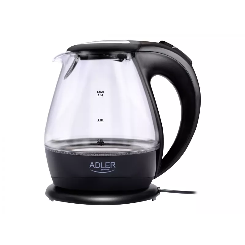 Bollitore | Adler | Bollitore | AD 1224 | Standard | 2000 W | 1,5 L | vetro | base girevole a 360° | nero