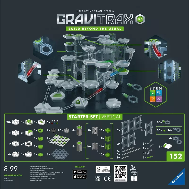 Pista per biglie giocattolo Ravensburger GraviTrax PRO Starter-Set Vertical da 8 anni